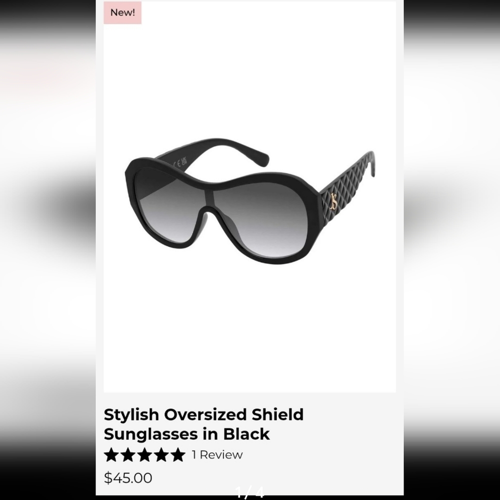 Jessica Simspon Stylish Oversized Shield Sunglasses in Black